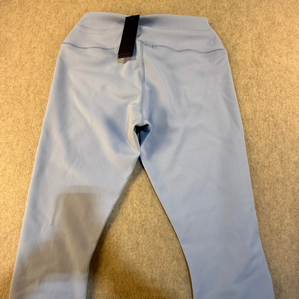 Greyson Clothiers Ribbed High Waisted Leggings Light Blue Drawstring NWT Size L - Picture 11 of 11